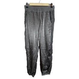 Hard Tail Forever Gray Cropped Joggers Size M Rayon Drawstring‎ Pants w/ Pockets